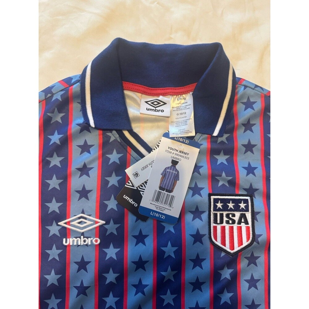 Boys UMBRO USA Collared Polo Shirt Size Lg United States On Back New W/Tags